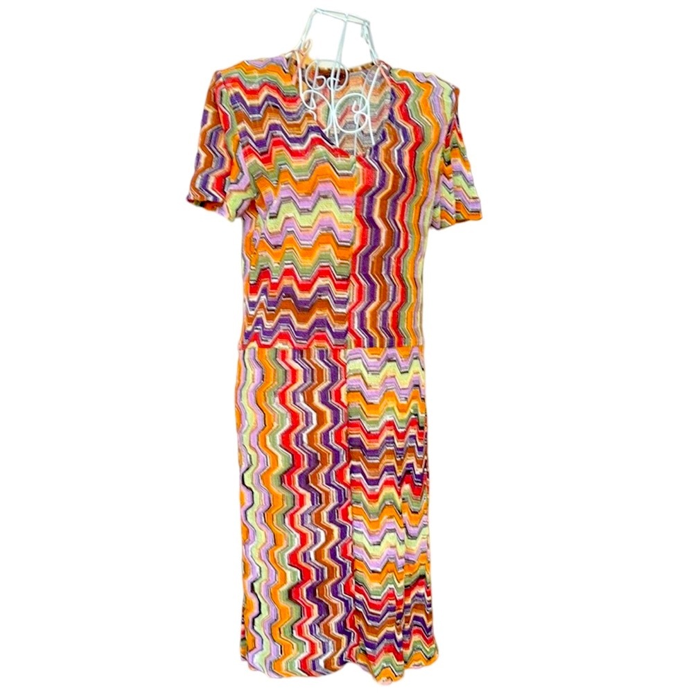 Missoni Chevron Short Sleeve Knee Length Dress